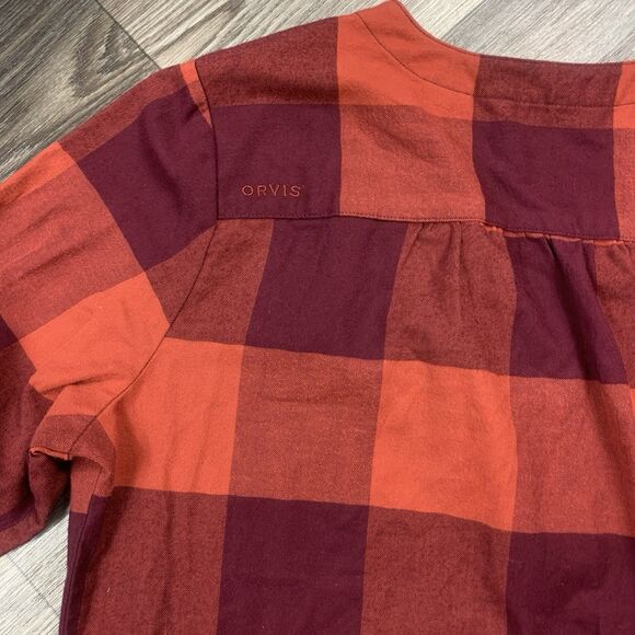 Orvis Blouse Button Shirt Red Plaid Super Soft Lightweight Women Size M - Picture 8 of 8